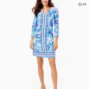 Lilly Pulitzer UPF 50+Nadine dress saltwater blue large NWT